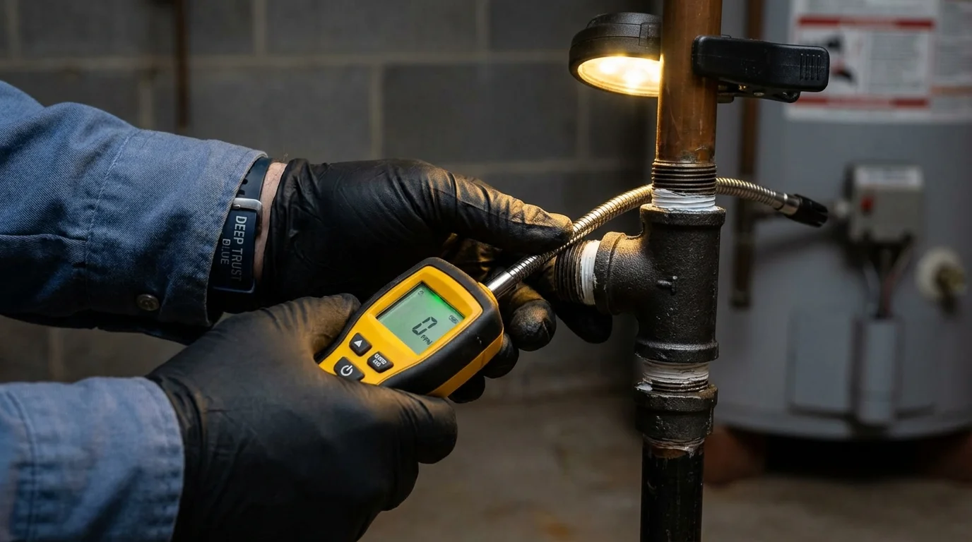 Gas leak detection with electronic sniffer by Johns Plumbing LLC in Rich Hill