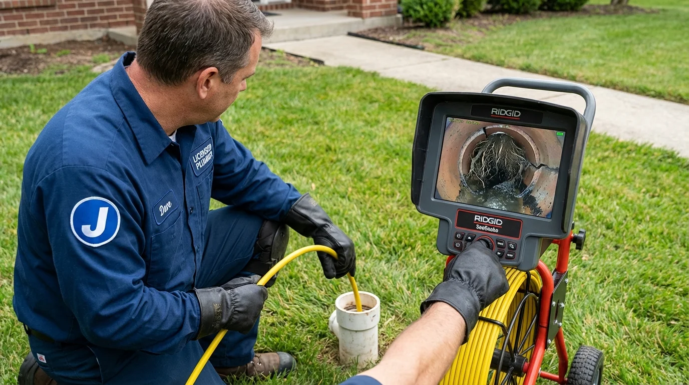 Sewer camera inspection being performed by Johns Plumbing LLC in Rich Hill