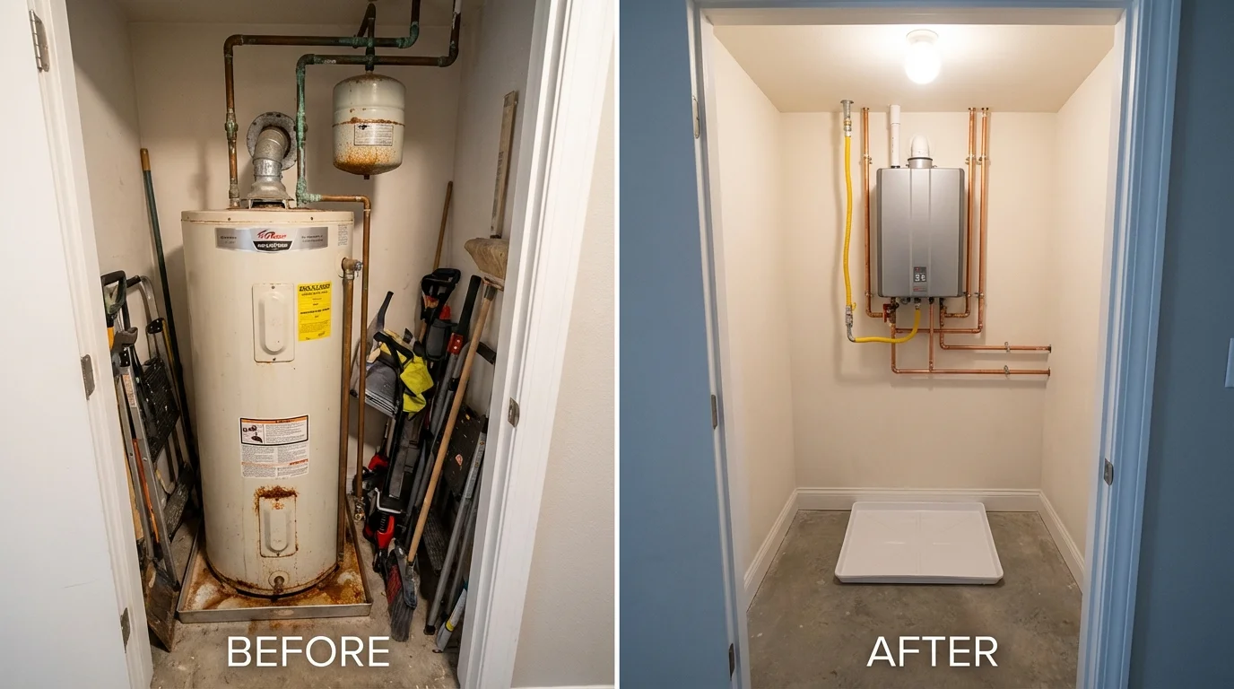 Tank water heater versus wall-mounted tankless unit comparison for Rich Hill, MO homeowners